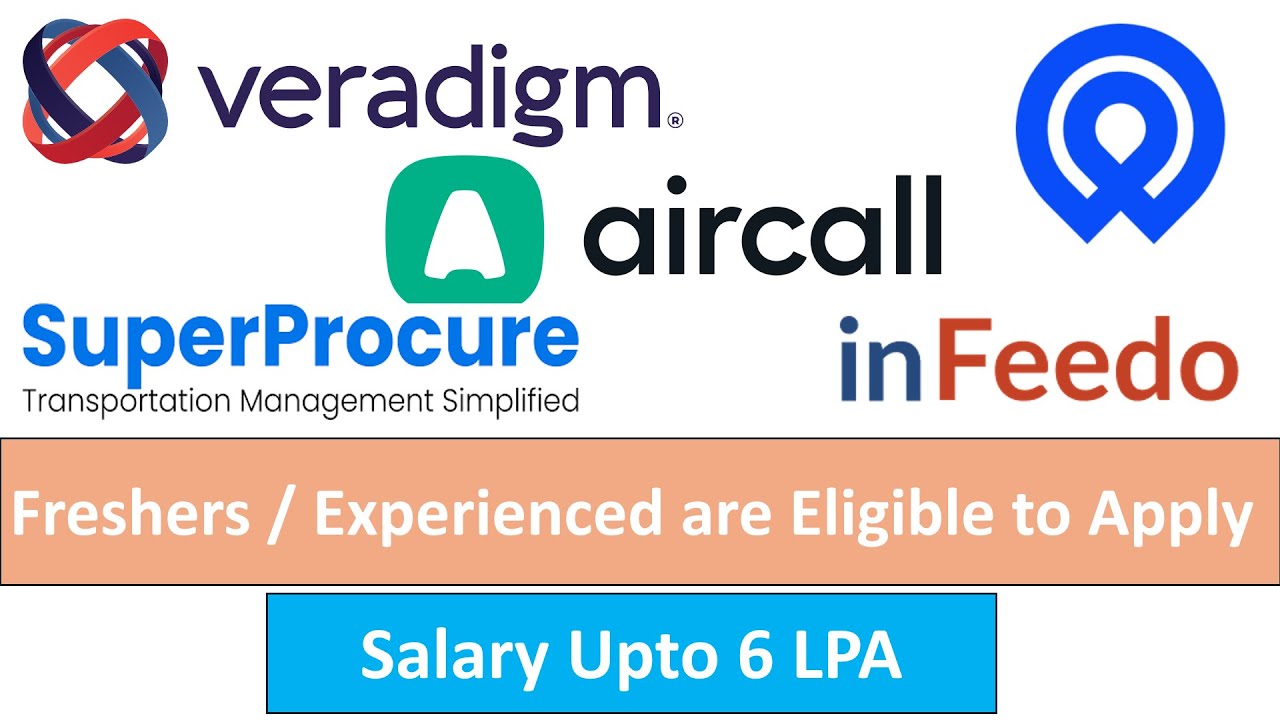 Veradigm I inFeedo I SuperProcure I Aircall I RemotePass -Freshers/Experienced are Eligible to Apply