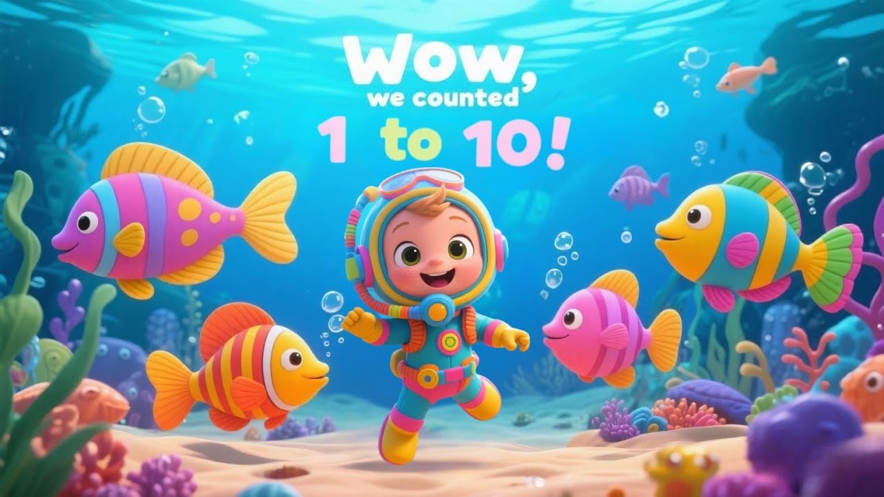 Dive and Count Underwater 1–10 Song | @babyomko | dancing underwater with all sea animals