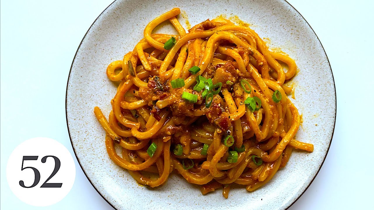 Stir-Fried Udon With Gochujang, Bacon & Parmesan | At Home With Us
