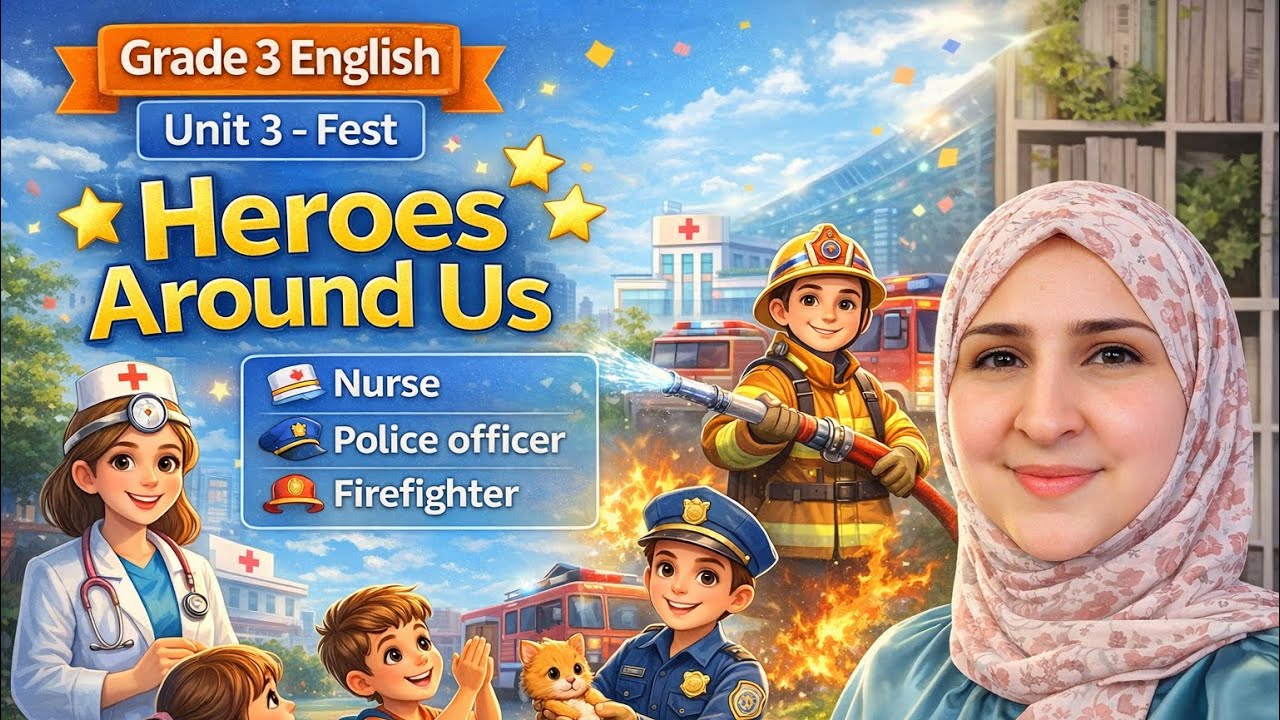  انجليزي تالتة ابتدائي | Unit 3 Test - Heroes Around  us (2026) 📝🦸‍♂️