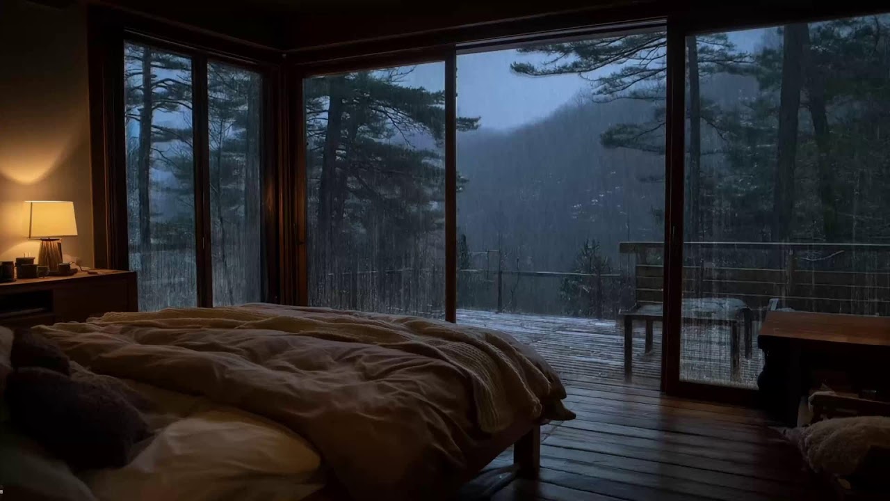 Deep Sleep Rain on Window with Soft Jazz | Ultimate Stress Relief Night