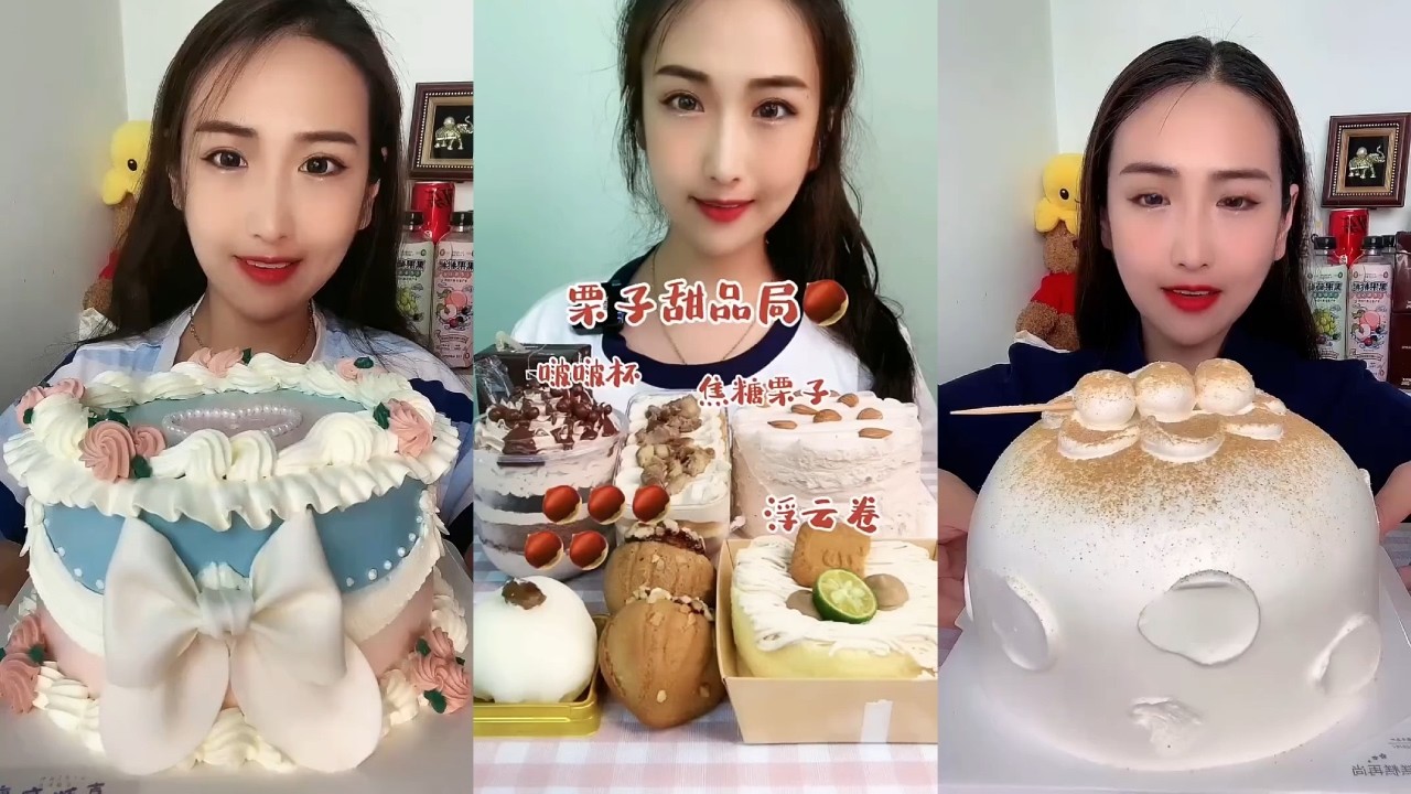Giant Cream Cake Dessert Mukbang ASMR | Satisfying Spoon & Eating Sounds | Xoieteang ASMR