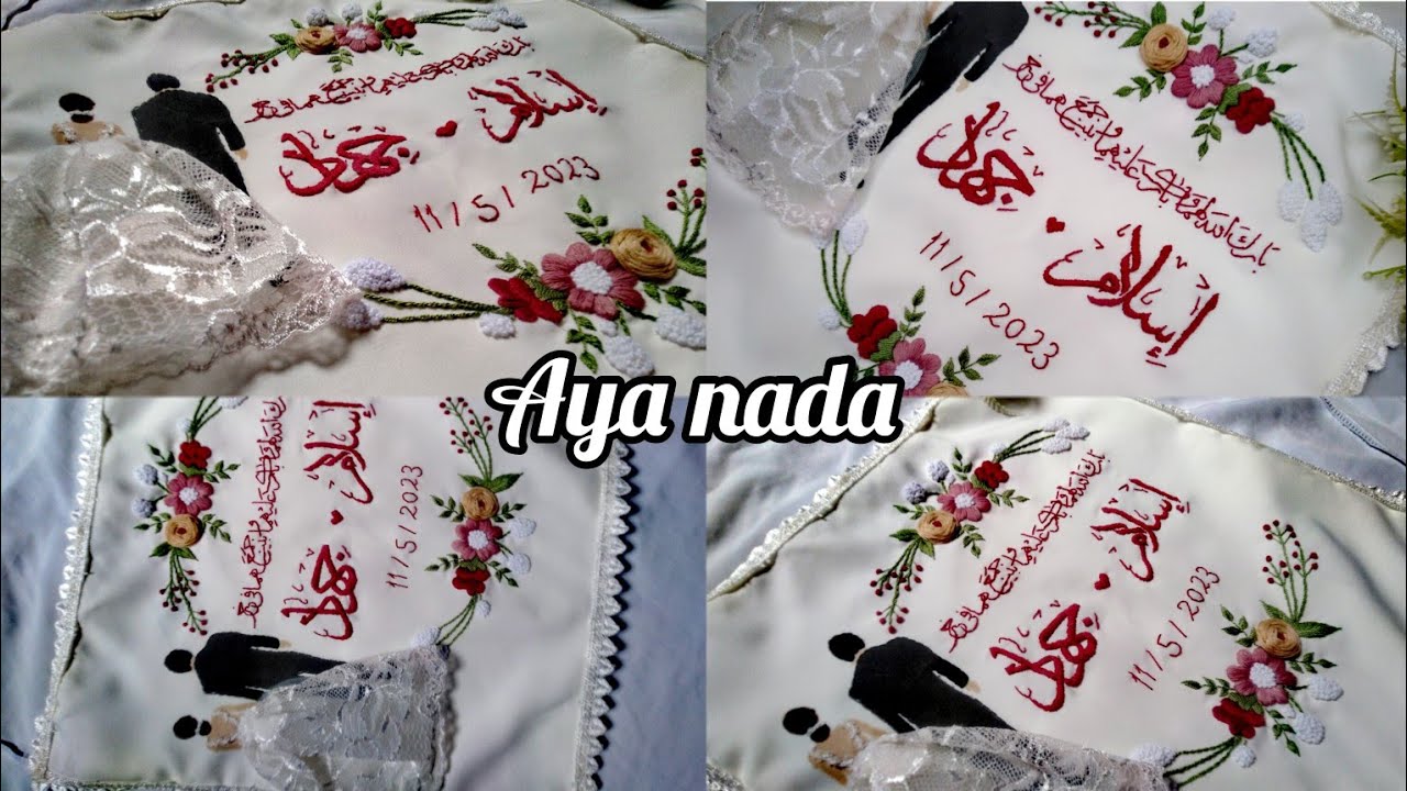 طريقة عمل منديل كتب كتاب كامل بكل سهولة😍 للمبتدئين 😘#تطريز #منديل_كتب_الكتاب #embroidery