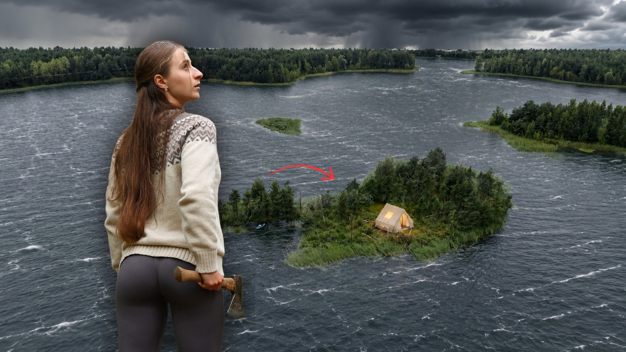 🌧️ 48 Hours Alone on a Wild Island in a Violent Storm | Kayak Camping & Fishing with My Dog | ASMR