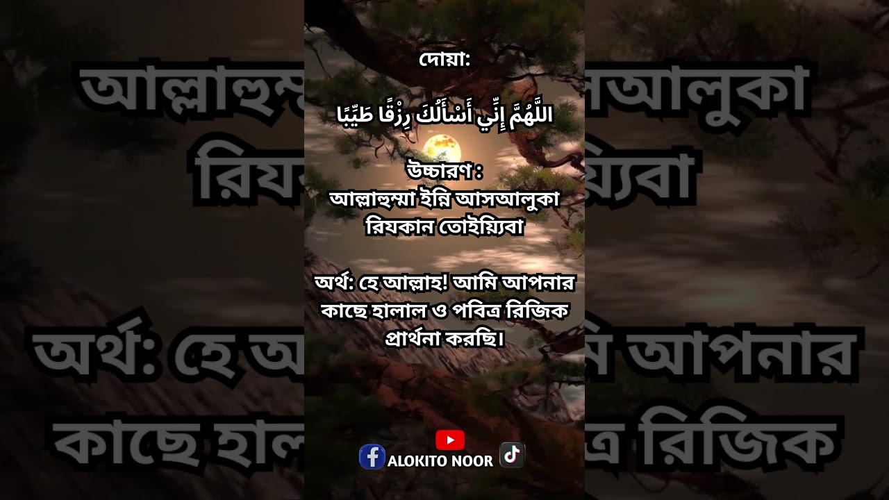 &ldquo;রিজিক বাড়ানোর জন্য সুন্দর দোয়া&rdquo;#RizqDua #HalalIncome #DailyDua #IslamicShorts #AlokitoNoor