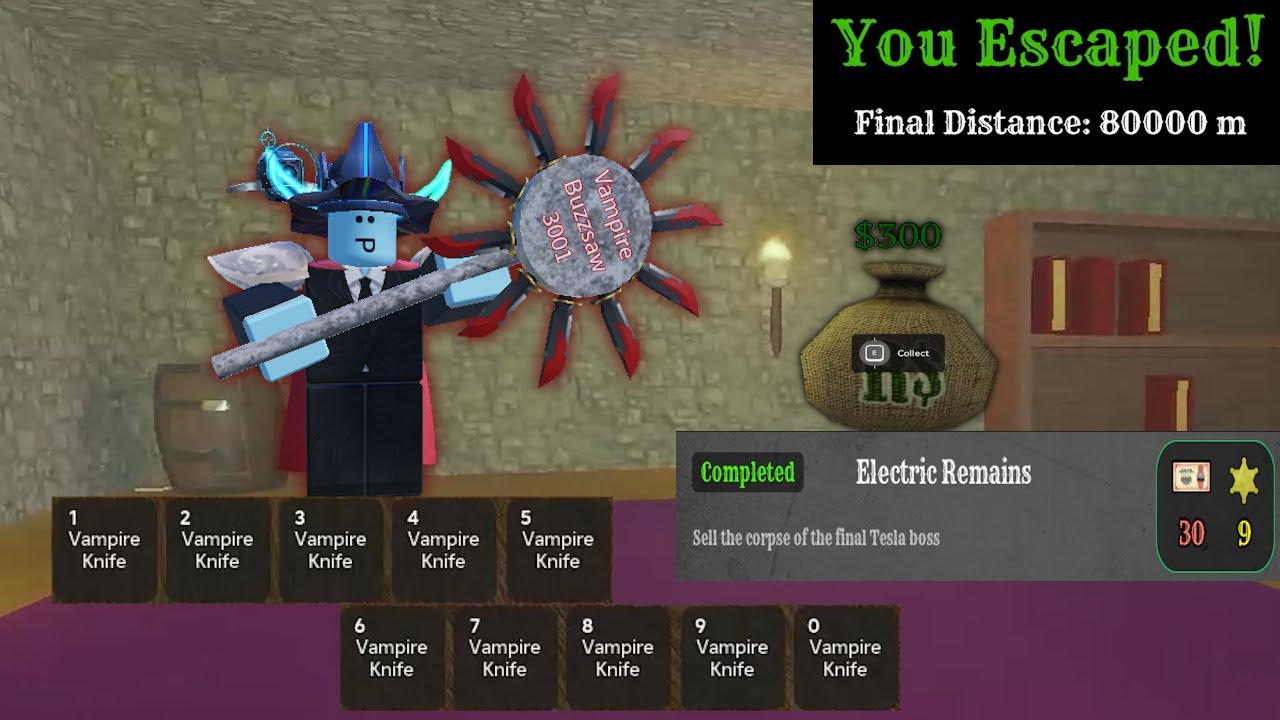 Using 10 Vampire Knives to Beat The Game + Electric Remains (Roblox Dead Rails)