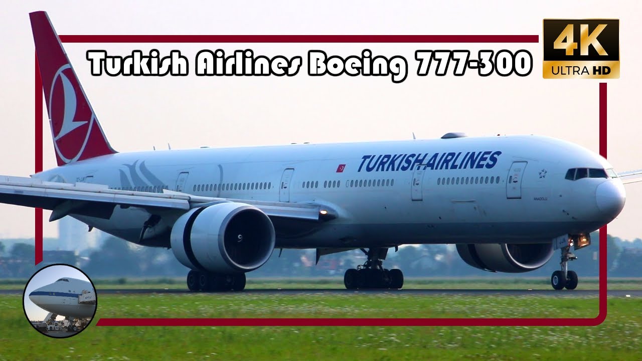 [4K] Turkish Airlines Boeing 777-300ER landing at Amsterdam Schiphol Airport | 4K Planespotting
