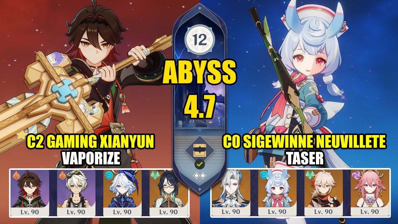 C2 Gaming Xianyun Vaporize & C0 Sigewinne Neuvillette Taser | Spiral Abyss 4.7 | Genshin Impact 【原神】