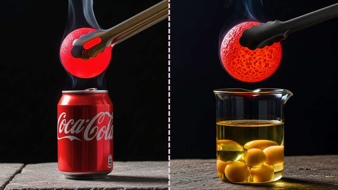 1000&deg;C Hot Metal Ball vs Eggs, Ice Blocks & Coke Can