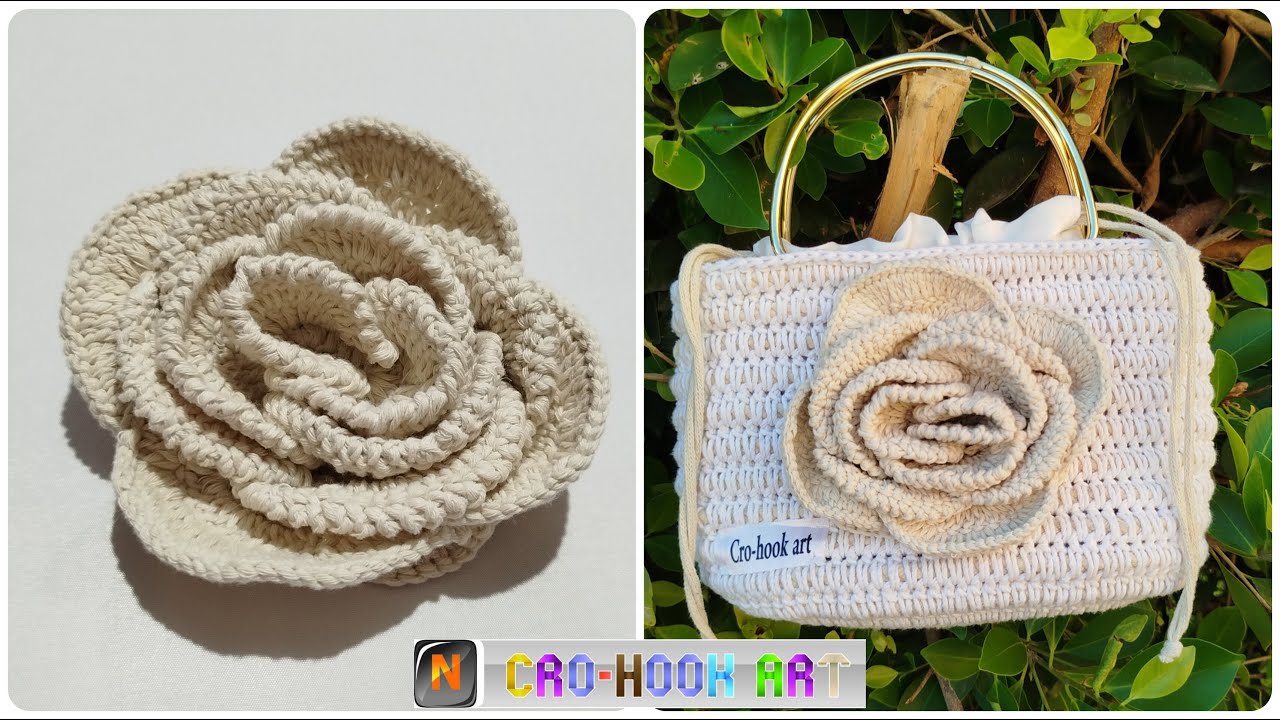 كروشيه طريقه وردة الجوري | crochet flower | crochet rose| cro-hook art