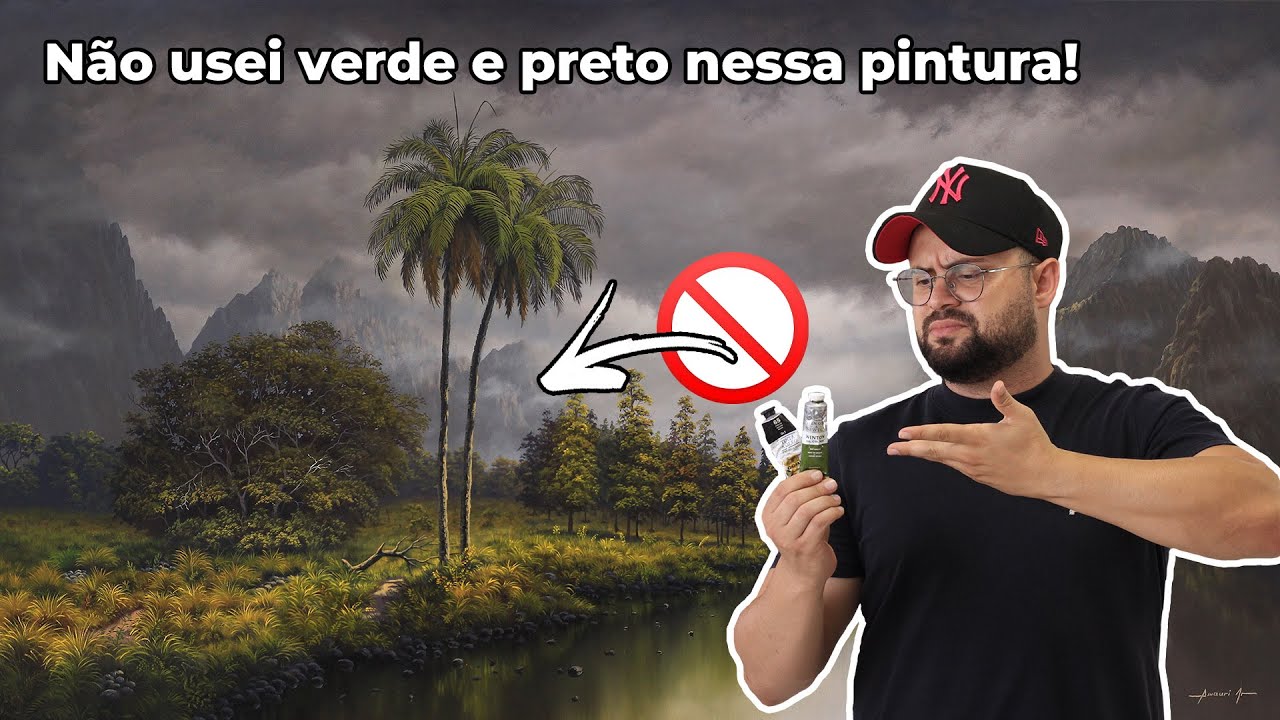Por que eu não usei verde e preto nessa pintura de paisagem?