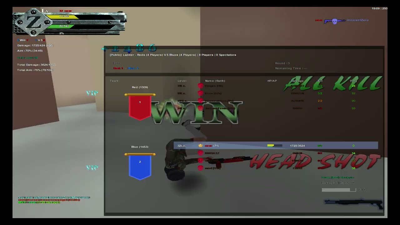 gunz 1v4 (1728 damage)