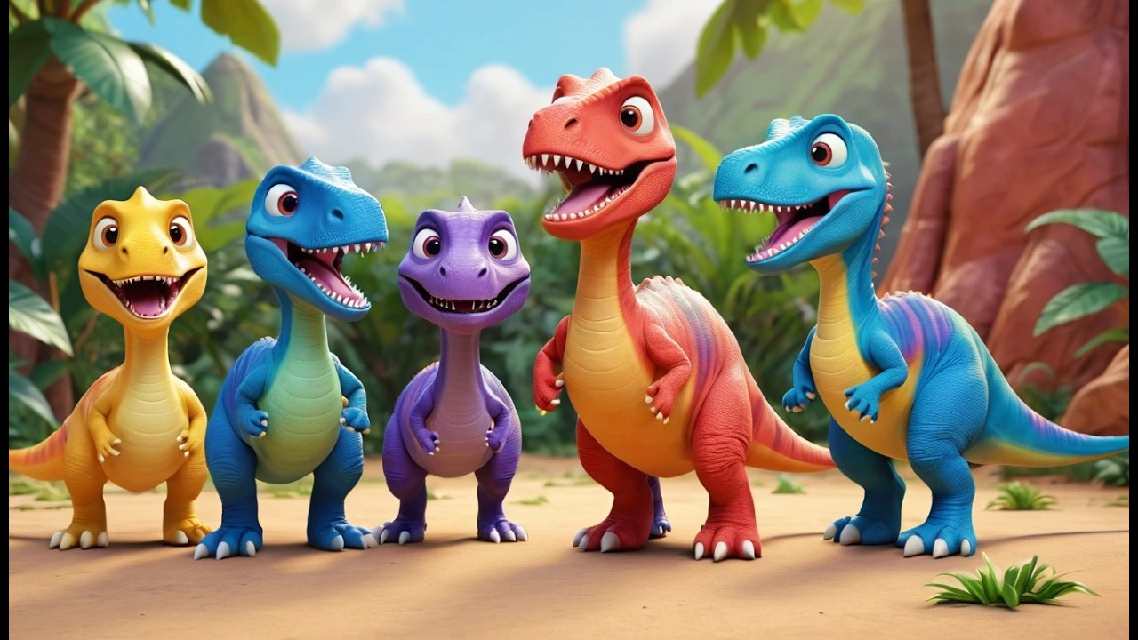 Fünf kleine Dinosaurier brüllen laut | Dino-Lied & Zählen für Kinder