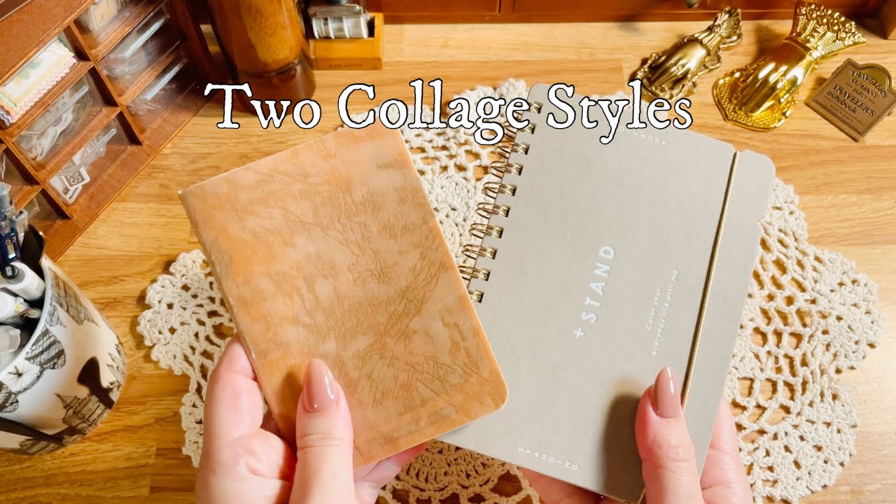 ASMR | 2冊のノートにコラージュ Two Collage Styles #artjournaling 