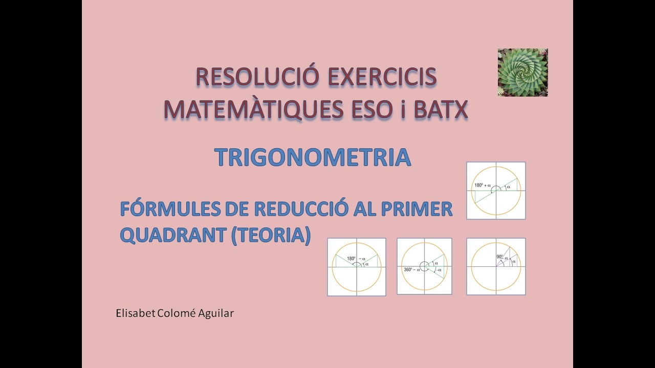 @Elisabet Colomé : TRIGONOMETRIA BATX (REDUCCIÓ PRIMER QUADRANT. TEORIA)