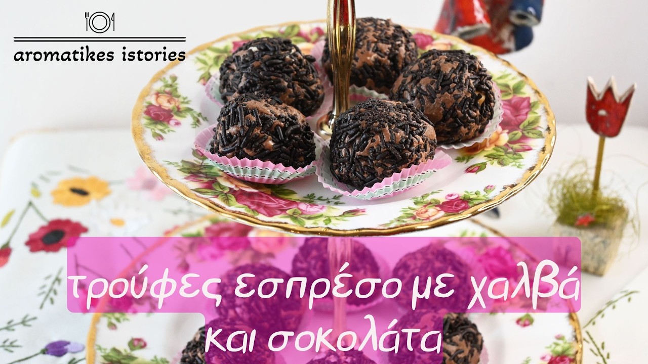 τρούφες εσπρέσο με χαλβά του μπακάλη και σοκολάτα#aromatikesistories #halva#vegantruffles#chocolate