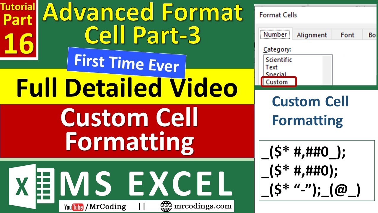 MS-EXCEL-16-Custom Cell Formatting in MS Excel | Full Detailed Video, From Basic to Advance | Hindi