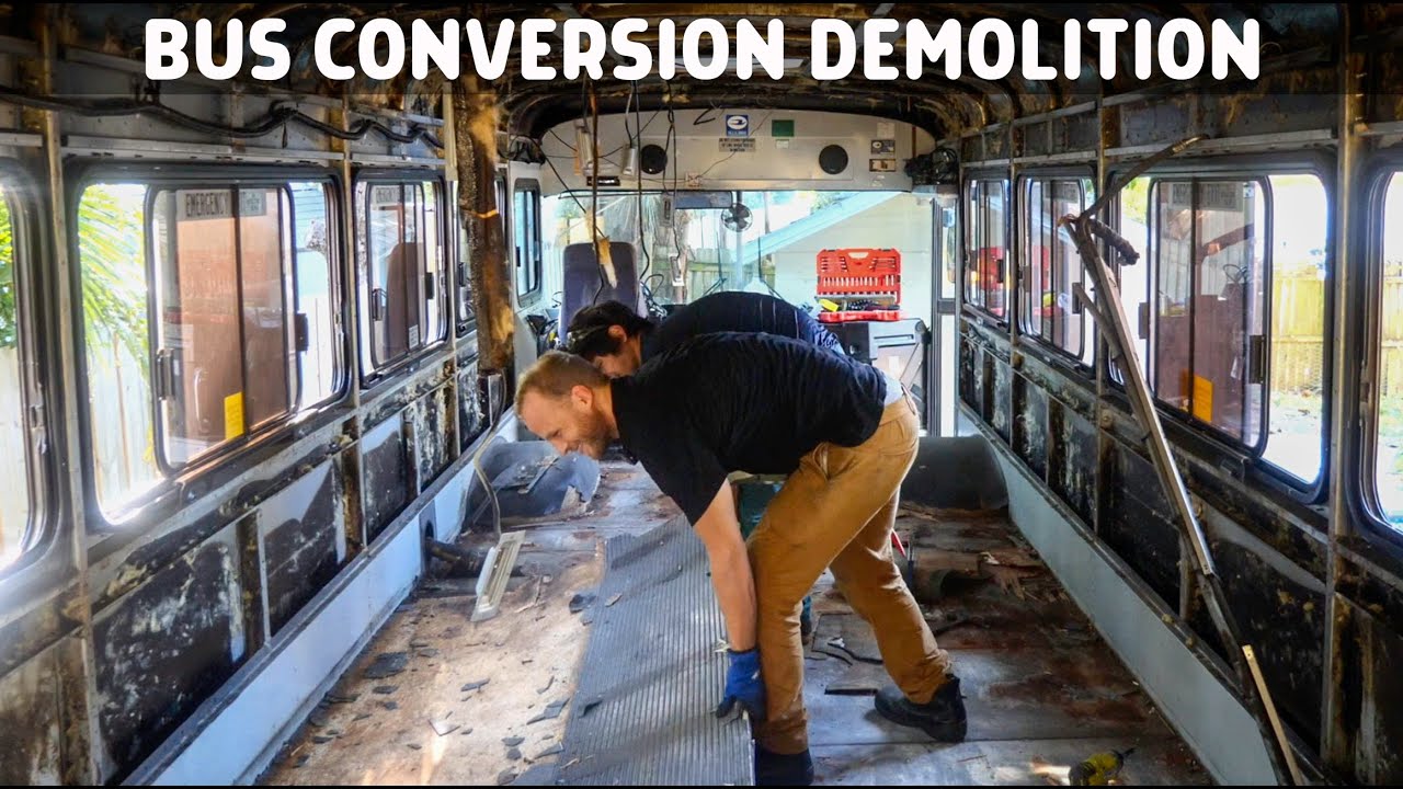 DEMO DAY! Completely Gutting this Bus: Transit Bus to Tiny House Conversion