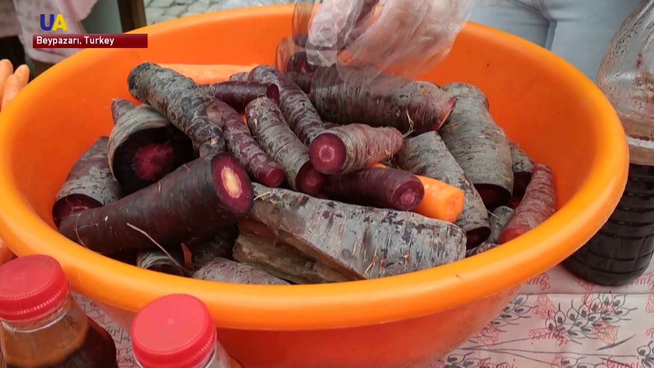 Black Carrot And Curative Fresh Juice in Turkish Town of Carrot Paradise