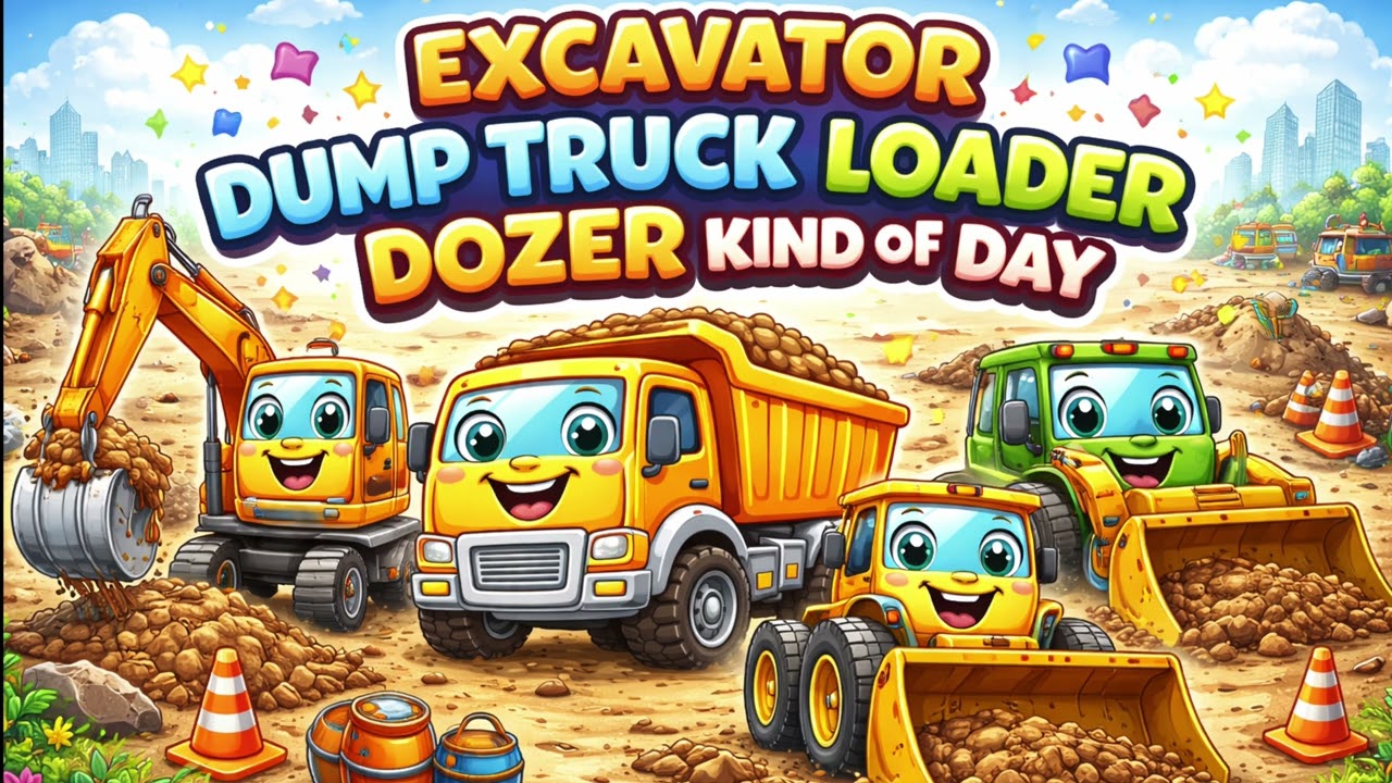 Excavator Dump Truck Loader Dozer Kind of Day - Kid’s Song by Llama Lingo!