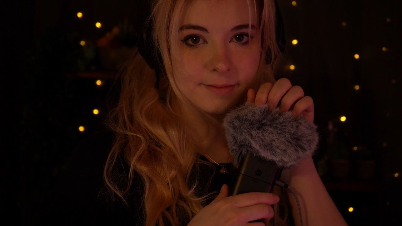 ASMR | slow tongue clicking & fluffy mic - white noise, no talking