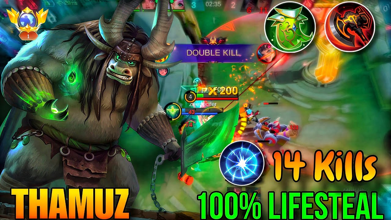 14 Kills Thamuz LIFESTEAL Build Exp Lane | MLBB Gameplay 