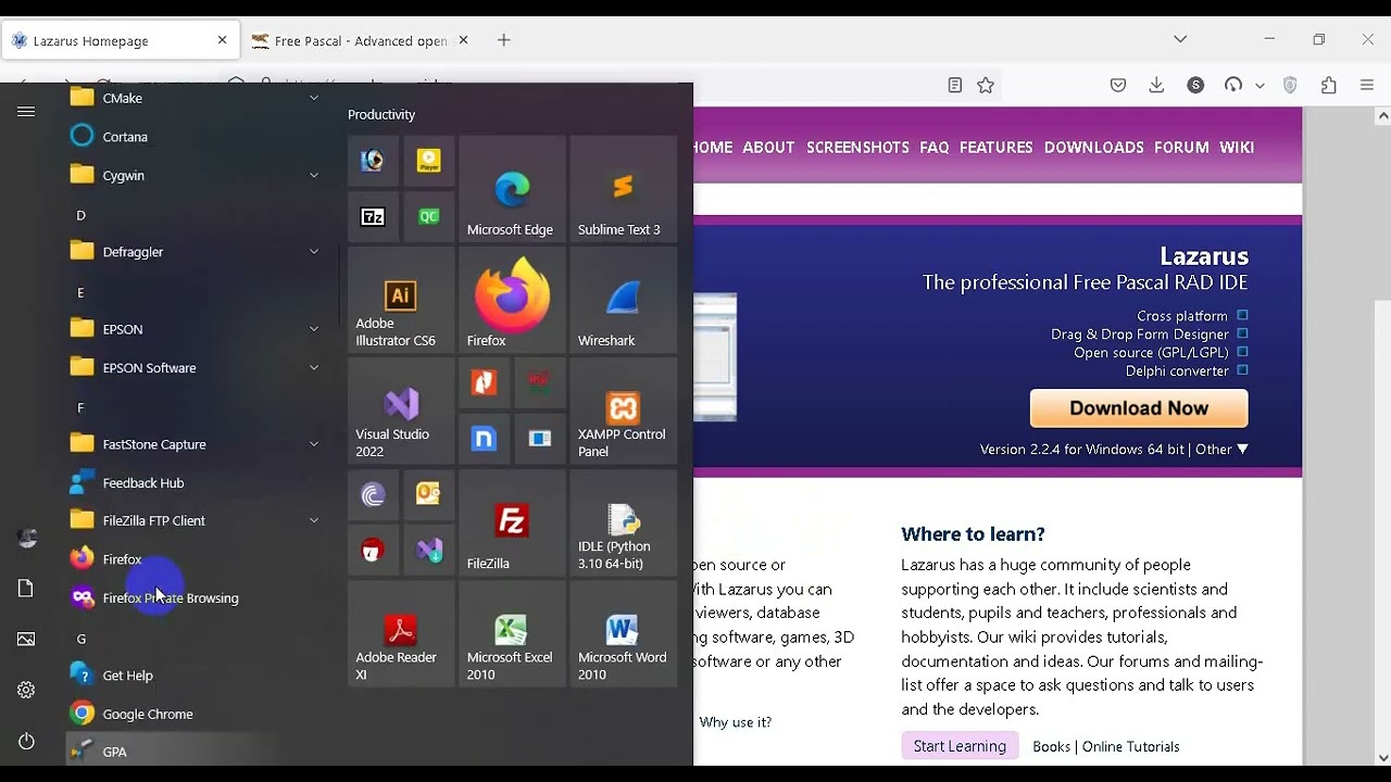 Installing Lazarus IDE (2.2.4) in windows 10