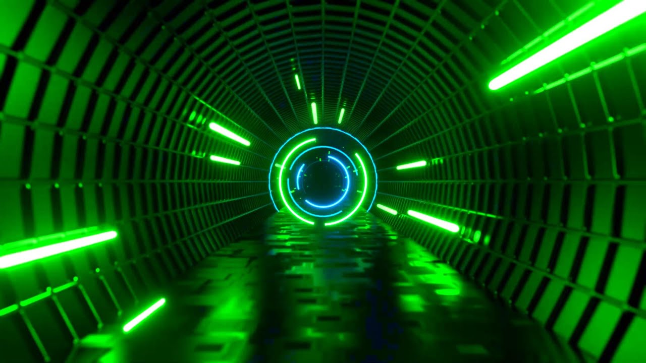 🎬 Explos&atilde;o Visual 4K | Футуристический Зелёно-Синий Неоновый Тоннель &ndash; (Без Звука)