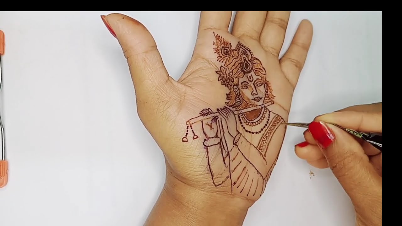 Krishna Mehandi 💖 How to draw kirshna face mehandi 💖#mehndi #viralvideo #hennaart##krishna #human