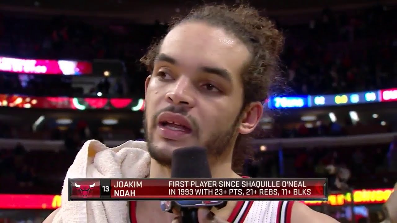 Joakim Noah Crazy triple double 23 Pts 21 Reb 11 Blk  vs 76ers 28.2.13 HD