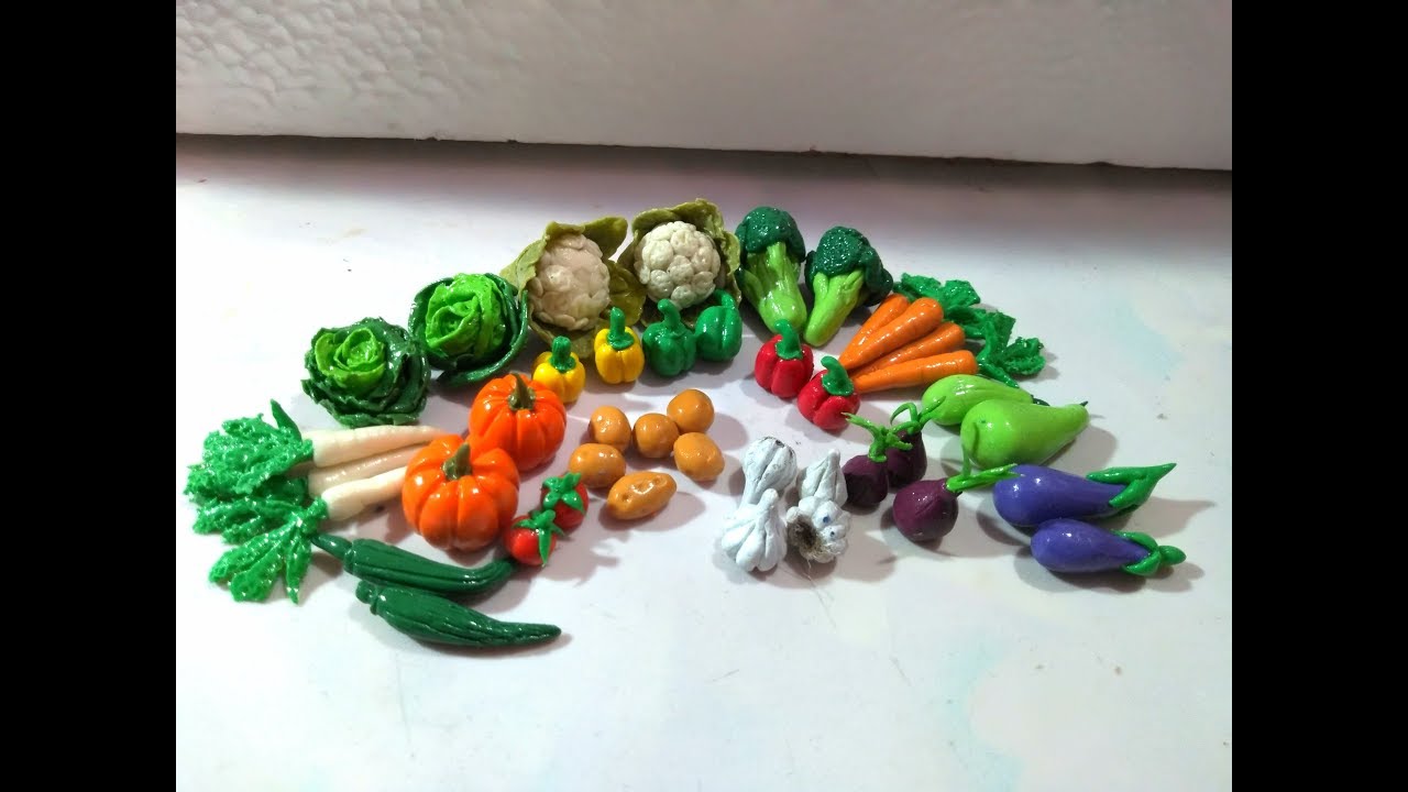 Clay modelling | Vegetables made using air dry clay | Miniature vegetables