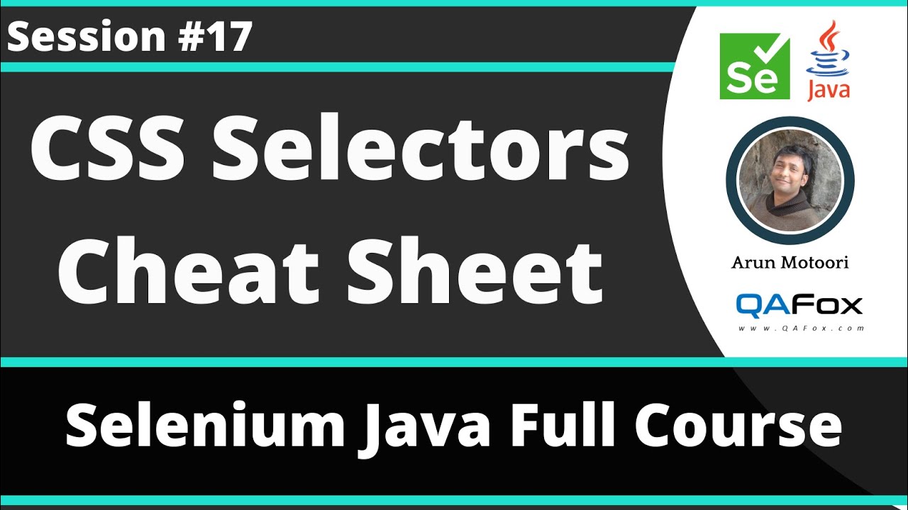 Selenium Java Training - Session 17  - CSS Selectors - Cheat-sheet