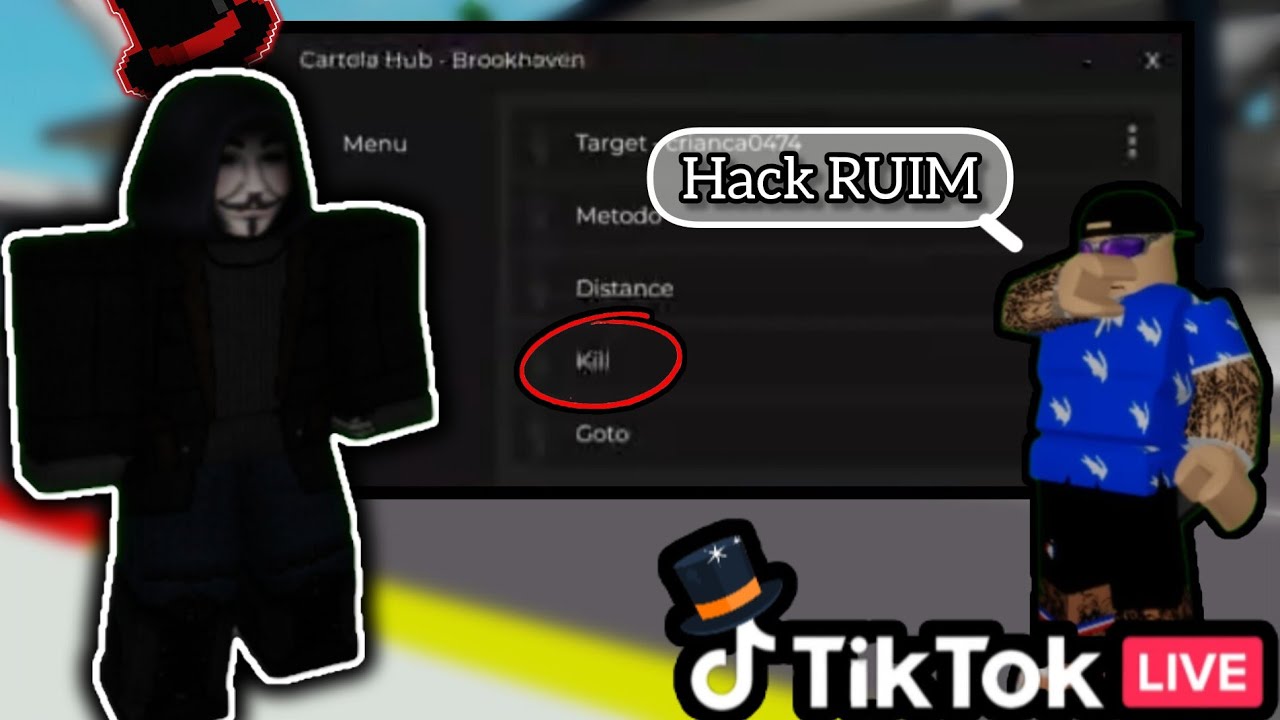🎩INVADINDO LIVES NO TIK TOK/TESTANDO O CARTOLA HUB V2 (NOVAS OPÇÕES) NO BROOKHAVEN RP 🏡🎩