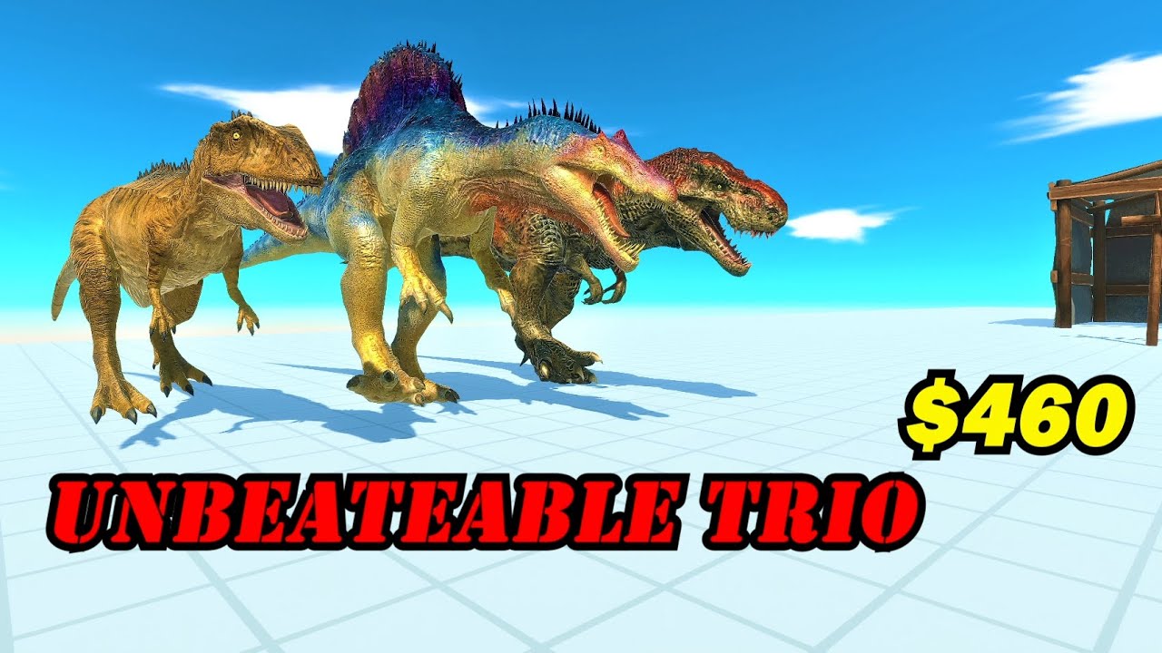 T-rex spinosaurus carcharodontosaurus vs Random team same price ARBS animal revolt battle simulator