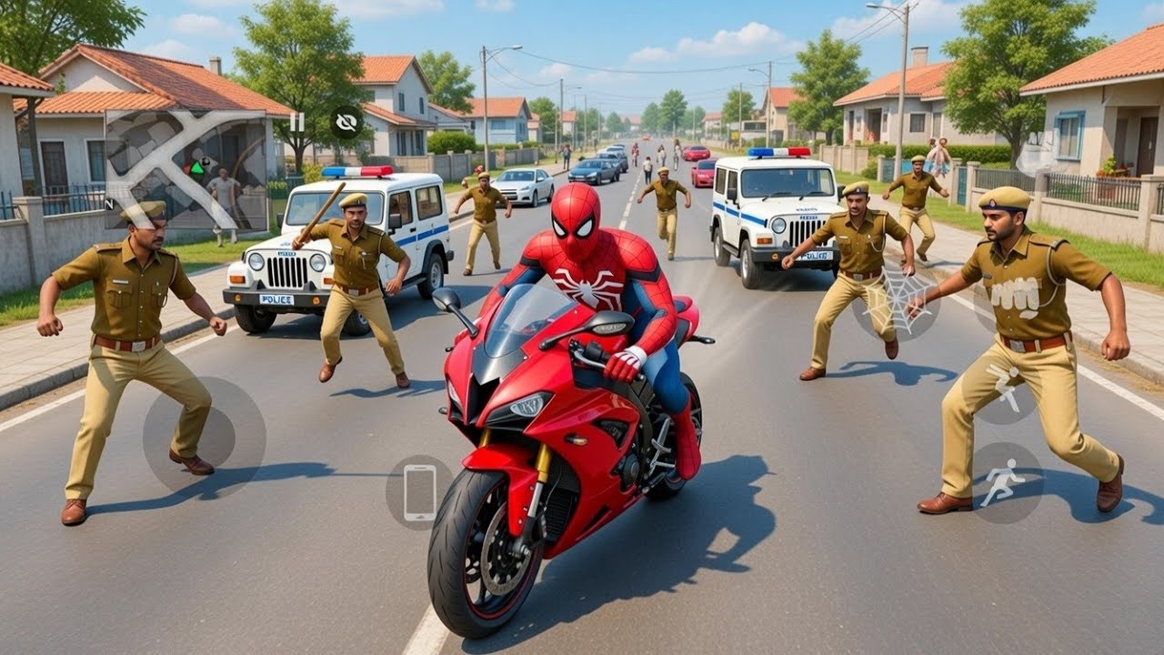 Spider-Man Bike Rampage! Crazy Police Chase & Street Chaos 🚔🔥