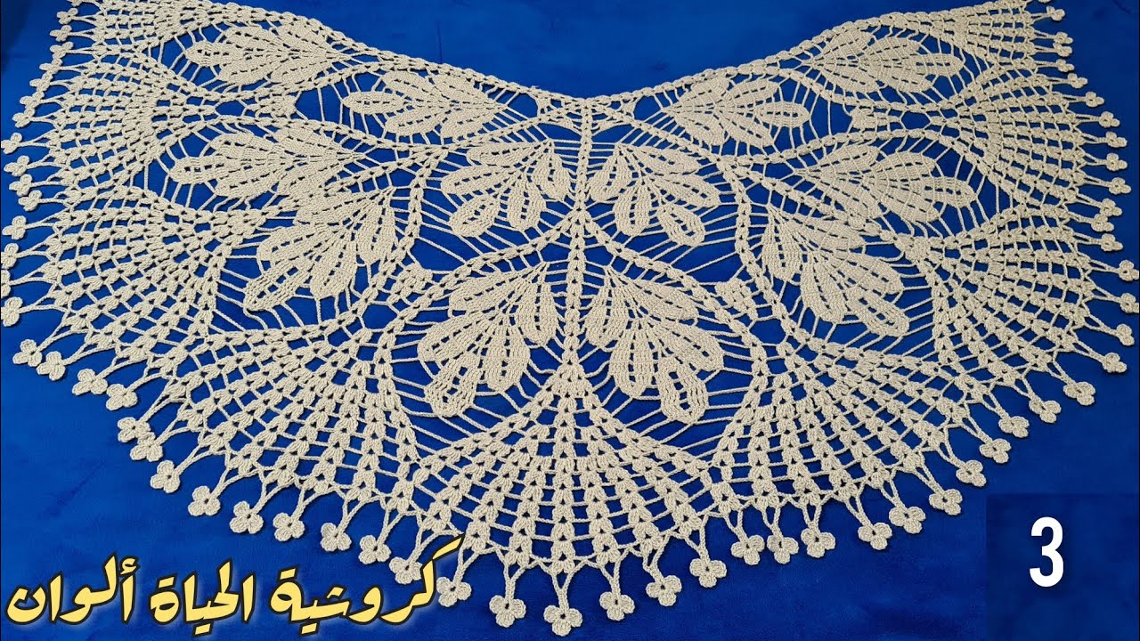 3 شال مميز (ورق العنب) كروشية للمبتدئين خطوة بخطوة مع نهاية اطراف مميزة Crochet Shwal very nice