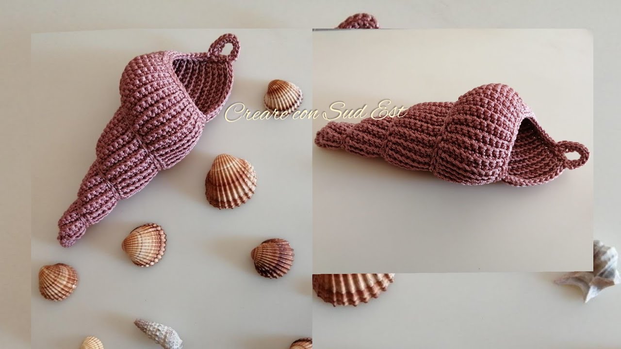 conchiglia  a cornetto    all'uncinetto 3 D