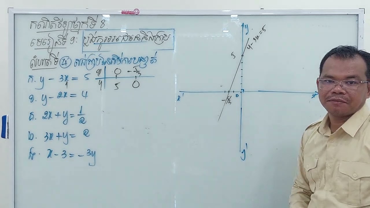 គណិតវិទ្យាថ្នាក់ទី៨#មេរៀនទី៩#ប្លង់កូឣរដោនេ និង ក្រាប#លំហាត់ទី៤