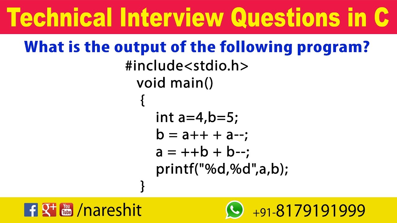 Modify Operators | C Technical Interview Questions and Answers | Mr. Srinivas