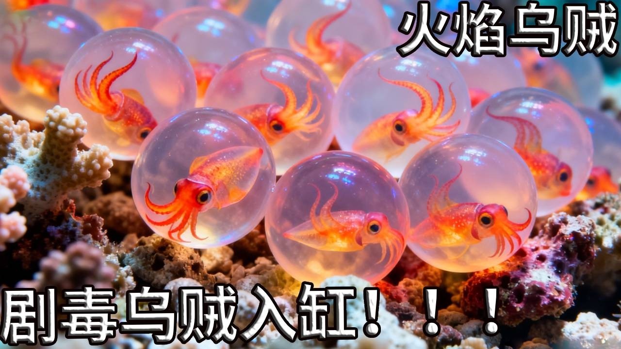 剧毒警告！火焰乌贼入缸，全缸生物瑟瑟发抖，诶怎么还没孵化?那没事了。【奇奇de海洋】