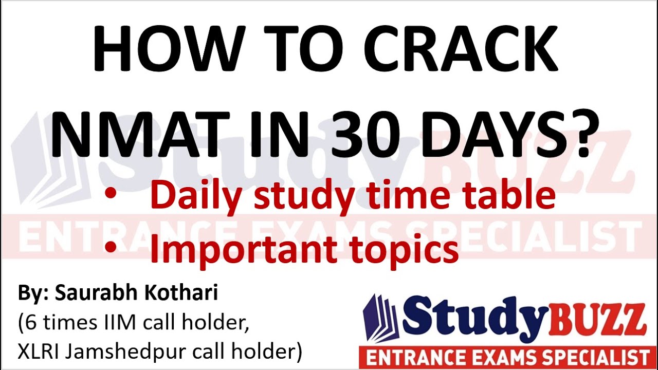 How to crack NMAT exam in 30 days? Important topics, safe score, exam strategy & daily time table
