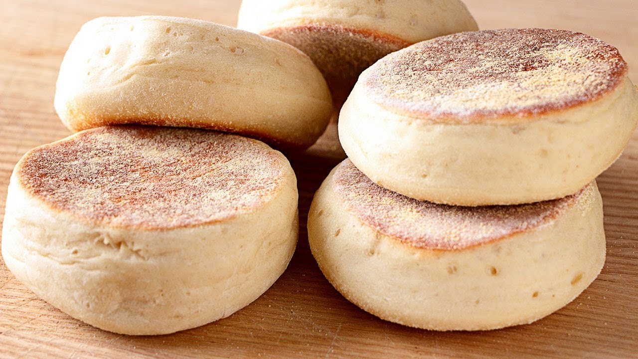 Muffin inglés auténtico - PAN de desyuno hecho sin horno ¡EN SARTÉN!