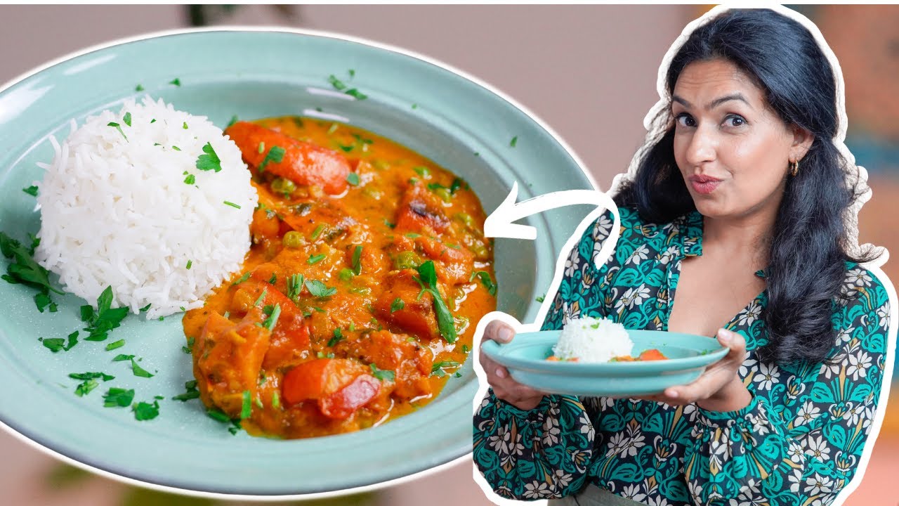 KÜRBISCURRY mit Kokosmilch und Erbsen - so cremig!
