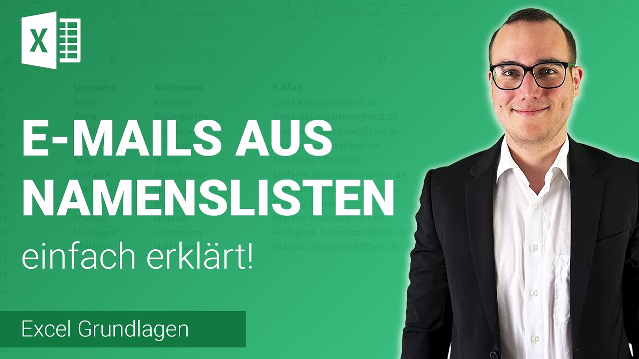 E-MAIL ADRESSEN aus NAMENSLISTE erstellen einfach erklärt | Lerne Microsoft Excel ✅