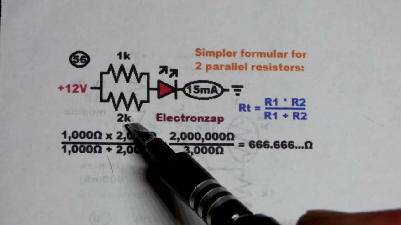 2 unequal parallel resistors plus formula for equivalent resistance calculation by Electronzap