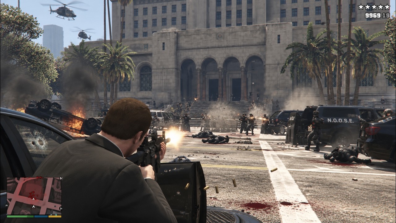GTA 5 - City Hall NOOSE Agents Shootout + Ten Star Escape