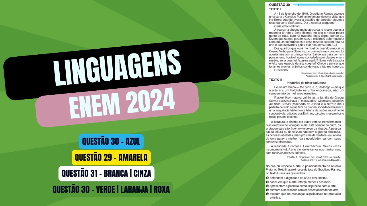 Resolução questão 30 (PROVA AZUL) | Linguagens ENEM 2024