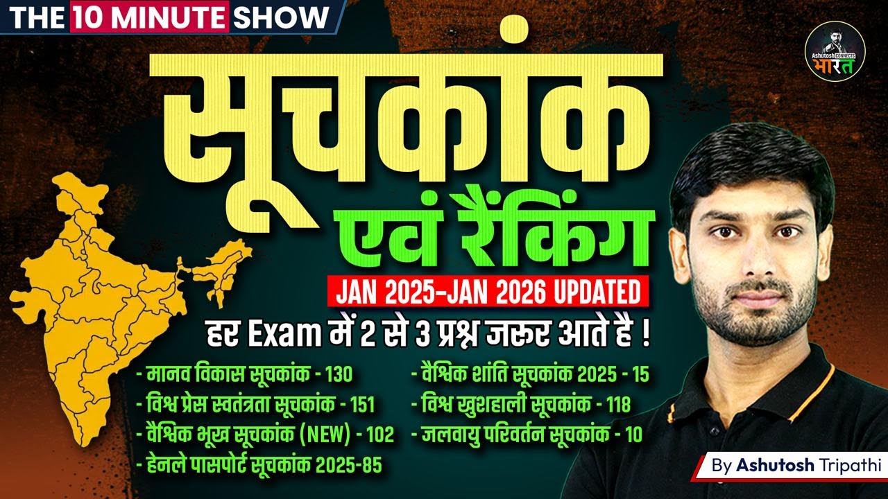 सूचकांक एवं रैंकिंग 2025–26 | All Important Index & Ranking | The 10 Minute Show