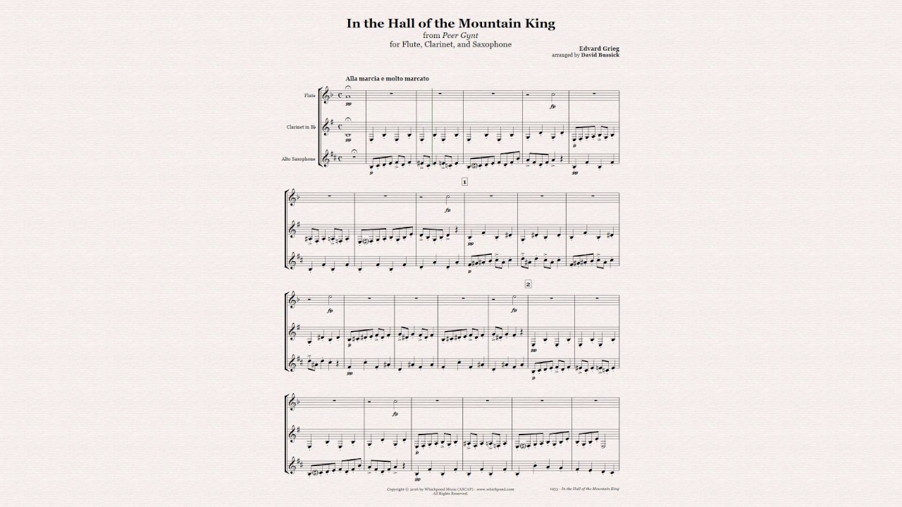 In the Hall of the Mountain King Flute, Clarinet, Sax Trio Sheet Music