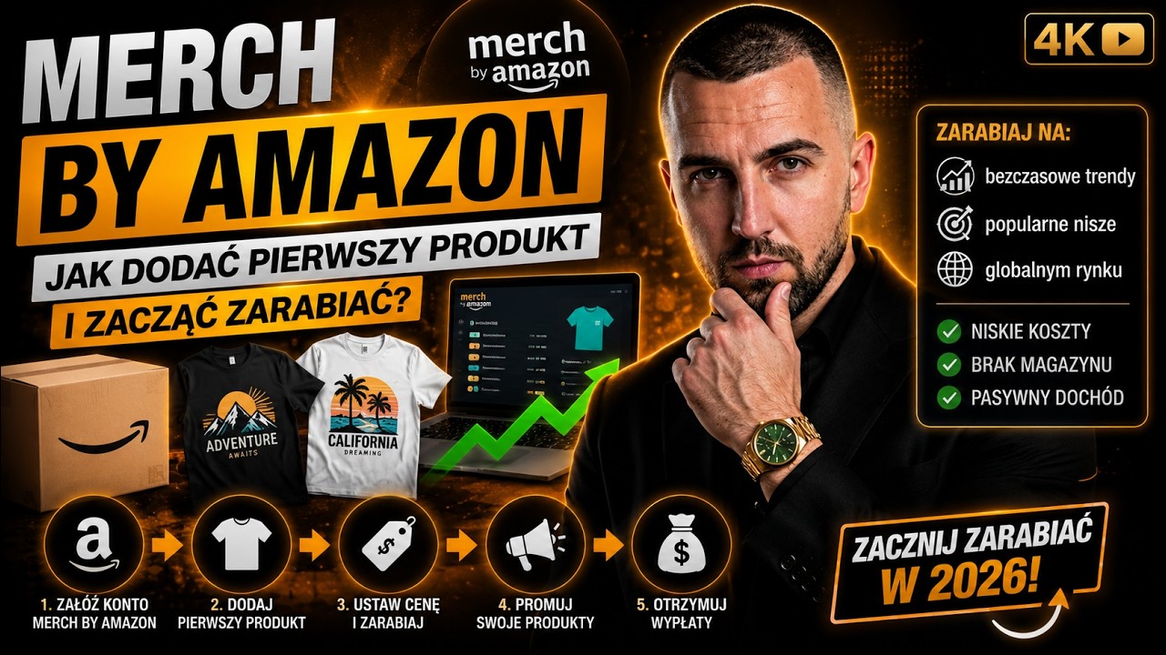 Merch by Amazon 2026: Jak Dodać Pierwszy Produkt i Zacząć Zarabiać?